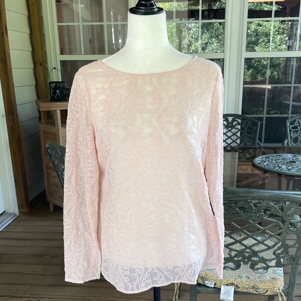 LOFT pink sheer top